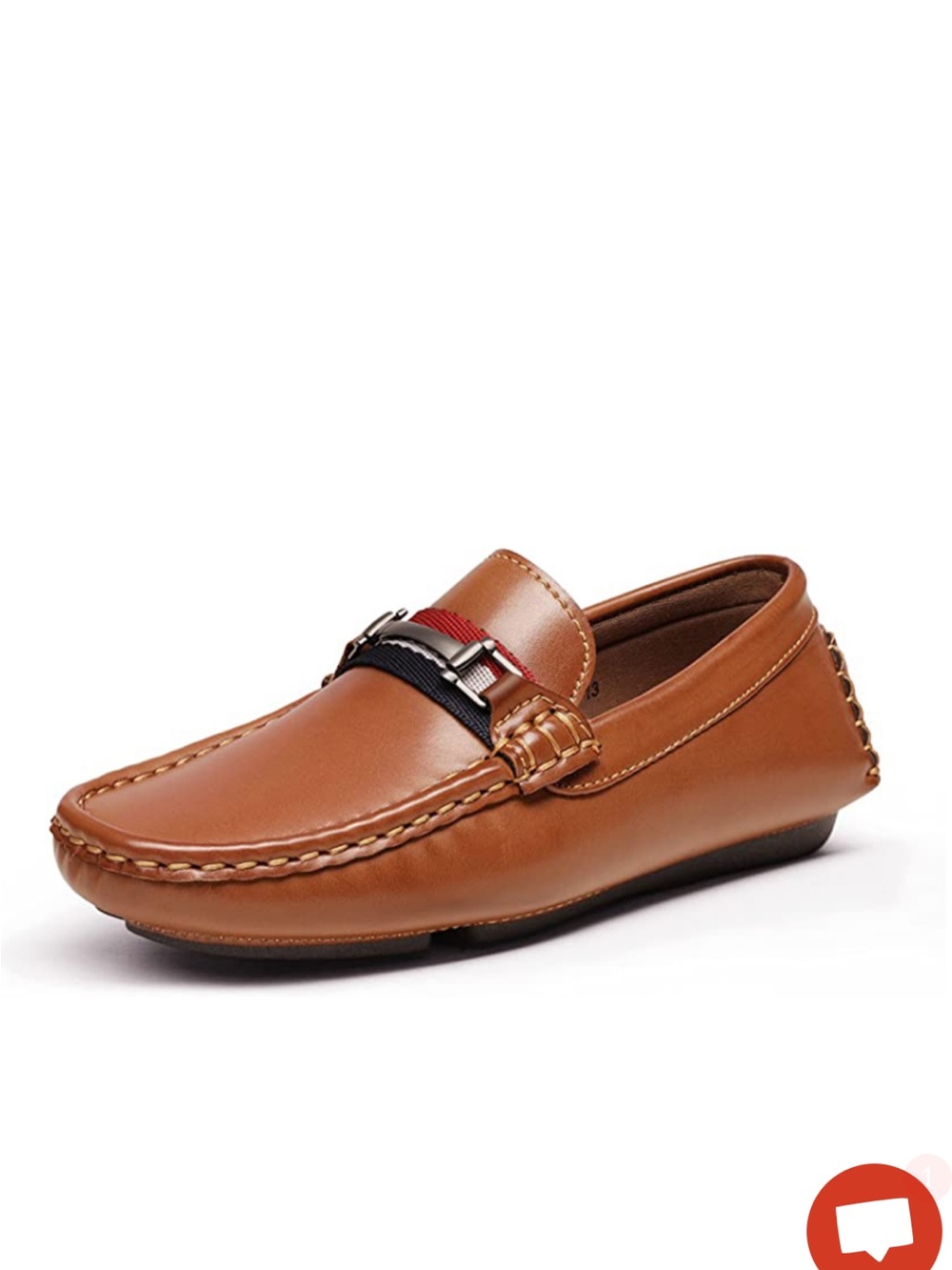 Kids Tan Slip-On Dress Loafers with Decorative Strap